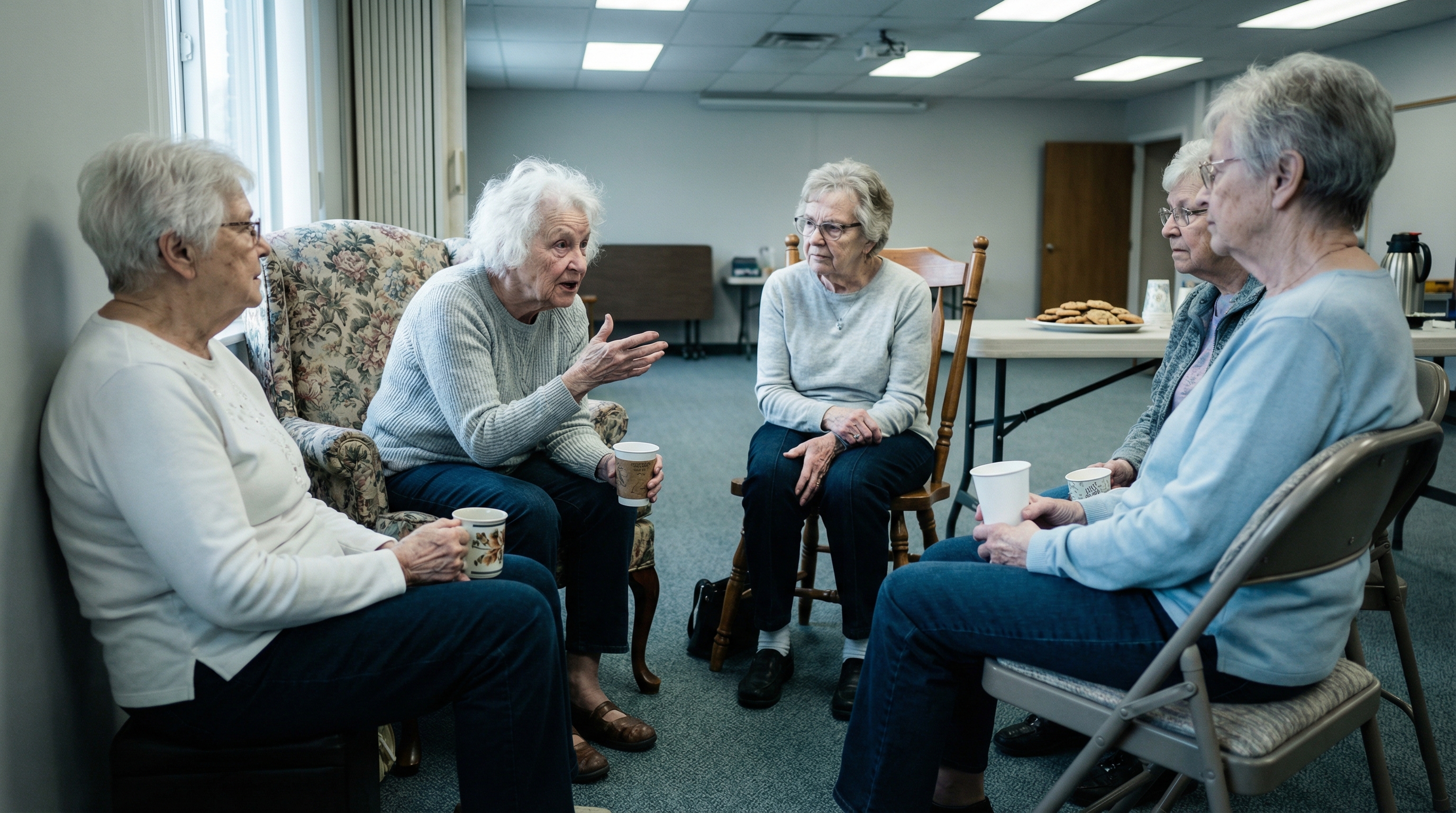 Pflegende Angehörige im gemeinsamen Gespräch